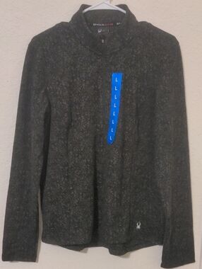 Spyder Active Women's Black 1/4 Zip Pullover Fleece Sweatshirt Size L NWT